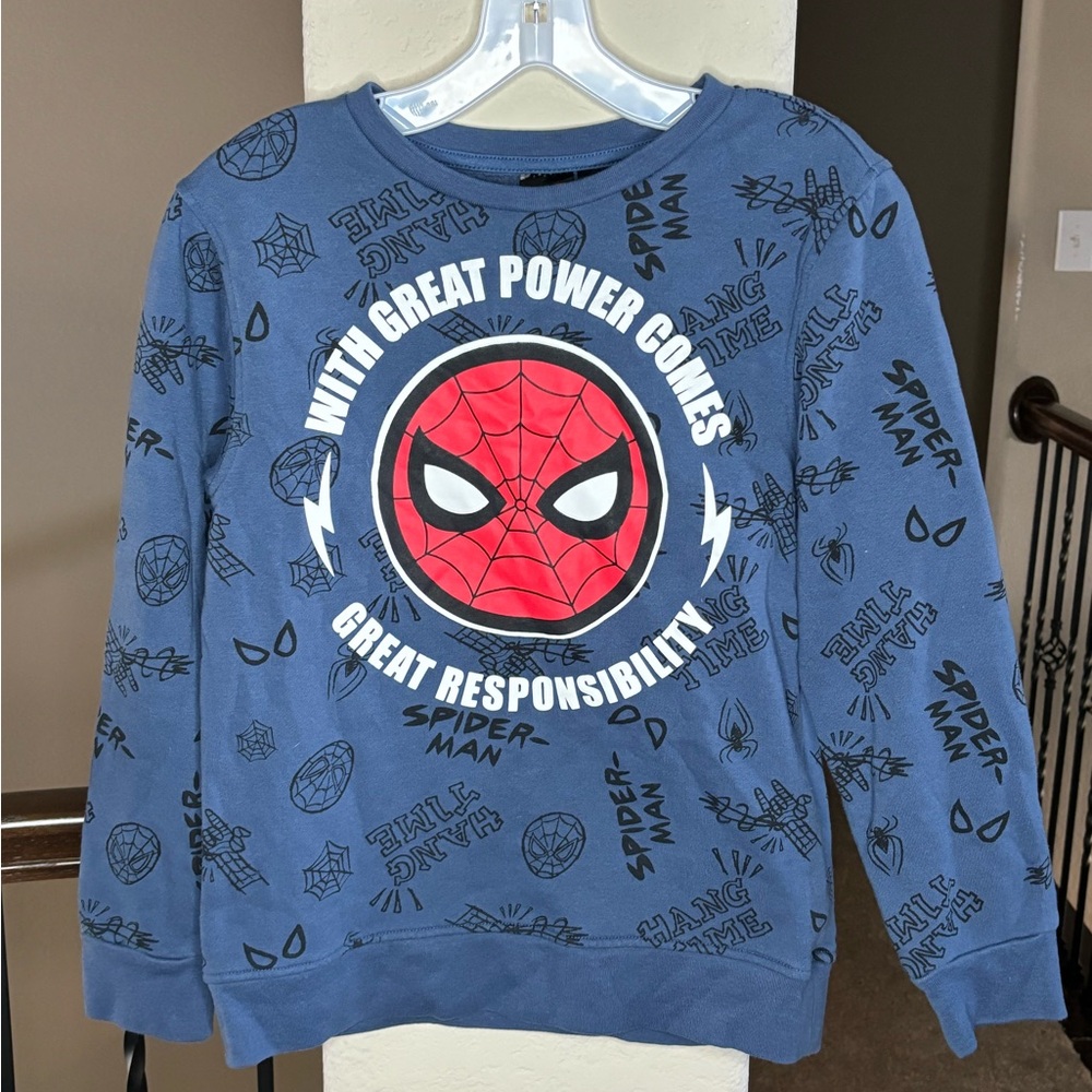 Marvel Spiderman Graphic Cotton Blend Sweatshirt Size L Travel Superhero